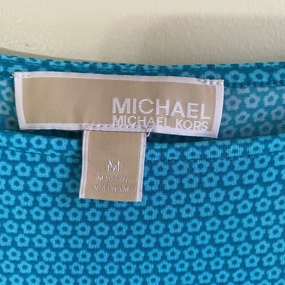 Michael Kors Dress Medium blue Floral Cold Shoulder Mini Shift EUC beautiful!!! - Picture 6 of 13